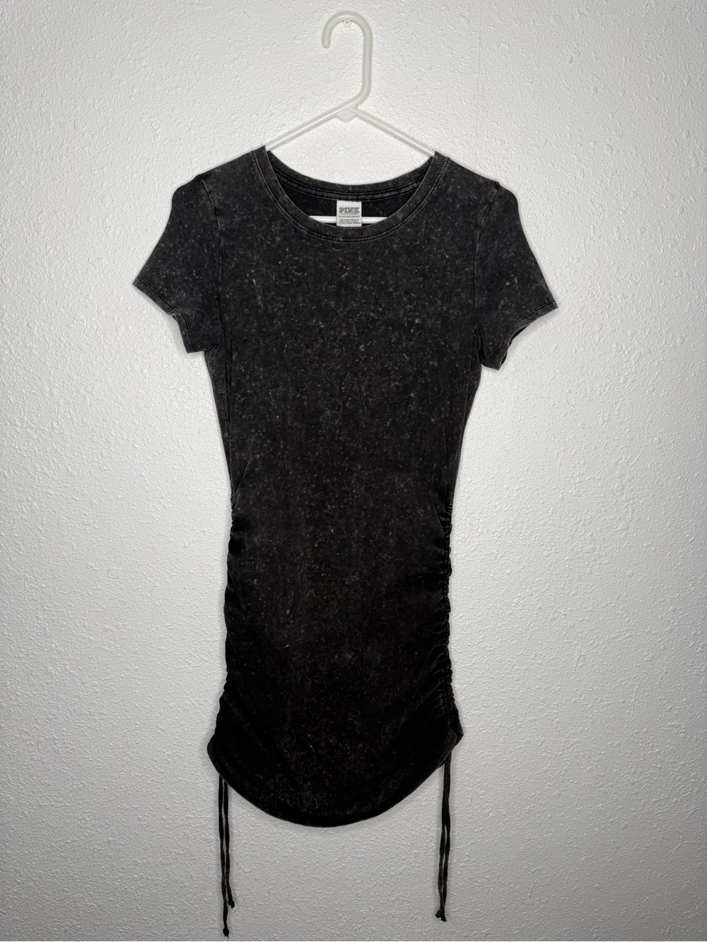 PINK Victoria's Secret Black Acid Wash Ruched Side String Mini Dress XS